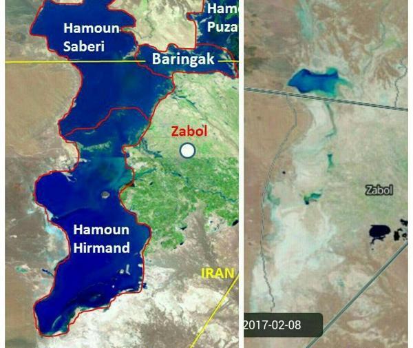 عکس هوایی دریاچه هامون