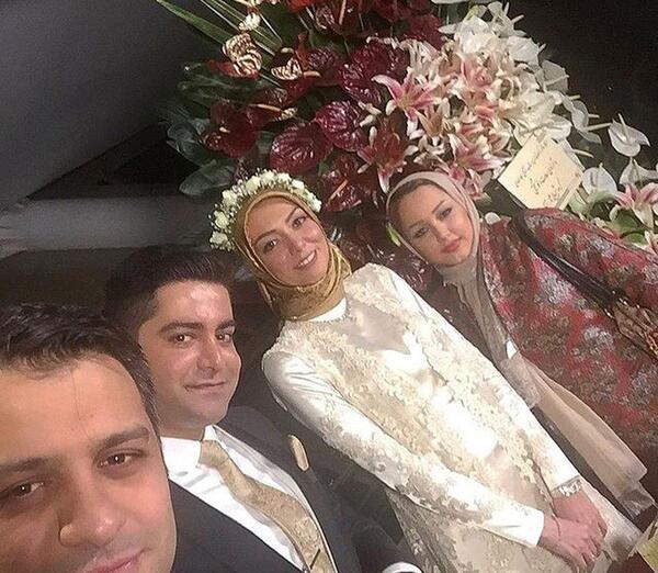 عکس احسان علیخانی و همسرش در عروسی بهاره رهنما