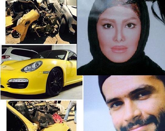 عکس تصادف پورشه زرد