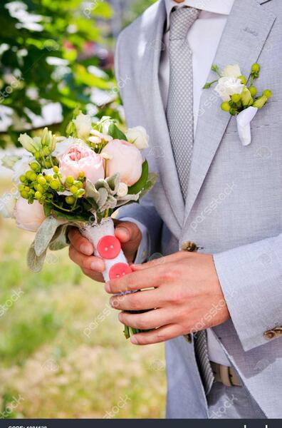 عکس داماد با دسته گل