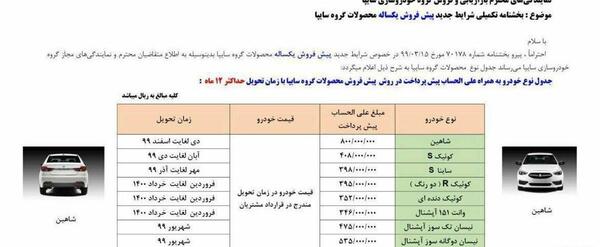 عکس محصولات سایپا پیش فروش