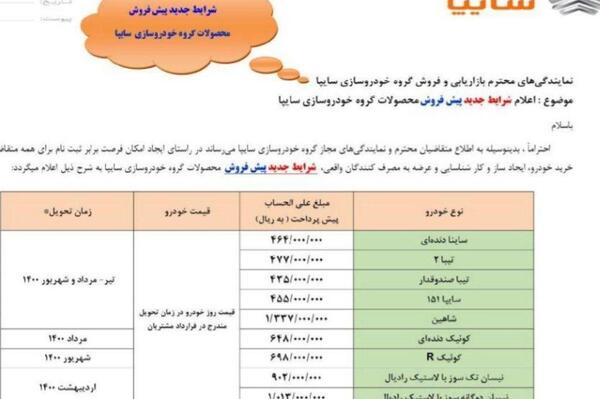 عکس محصولات سایپا پیش فروش