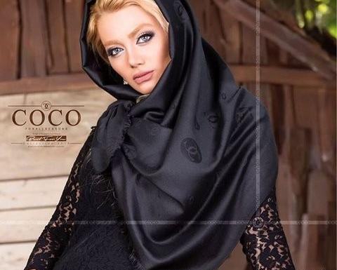 عکس روسری ساتن مشکی ساده