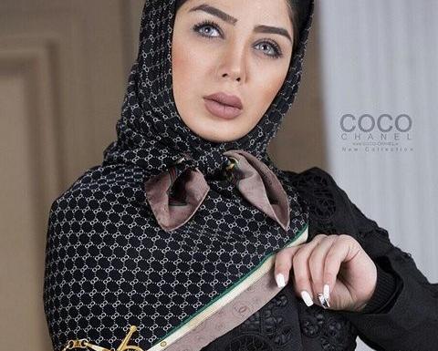 عکس روسری ساتن مشکی ساده