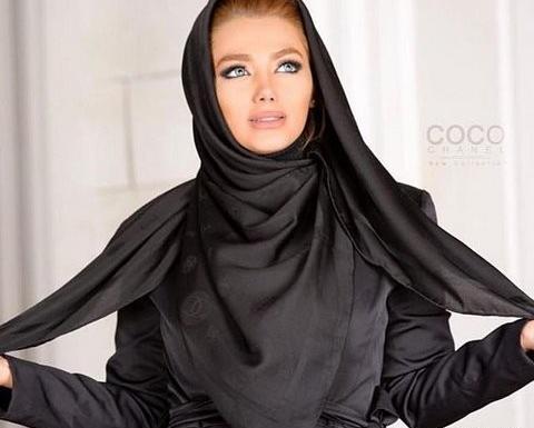 عکس روسری ساتن مشکی ساده