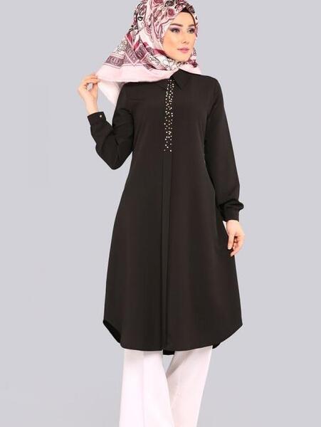 عکس مانتو ساده مشکی شیک