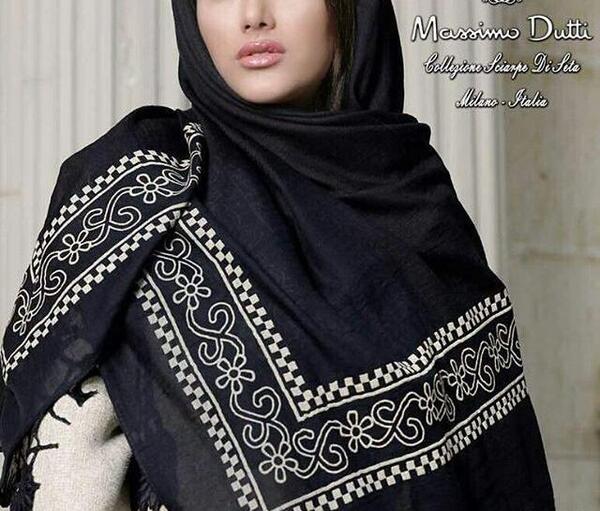 عکس مدل بستن شال مشکی ساده