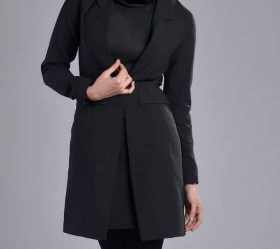 عکس مانتو مشکی ساده کوتاه