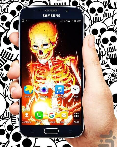 عکس اسکلت روی صفحه گوشی