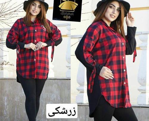 عکس مانتو چهارخونه قرمز مشکی