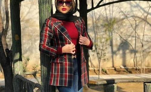 عکس مانتو چهارخونه قرمز مشکی