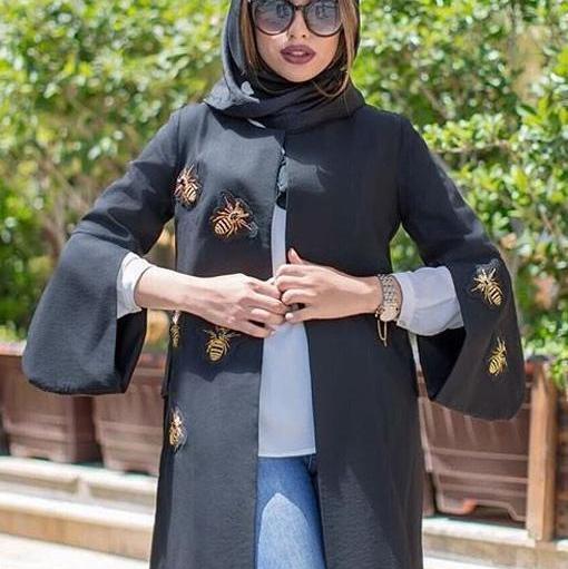 عکس مانتو جلو باز مشکی جدید