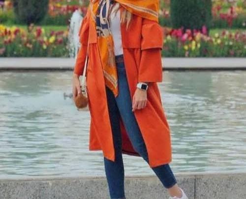 عکس مانتو دخترانه نارنجی