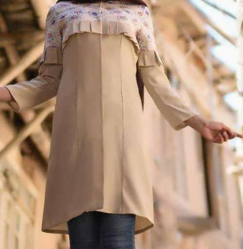 عکس مدل مانتو جدید دخترانه کرم رنگ