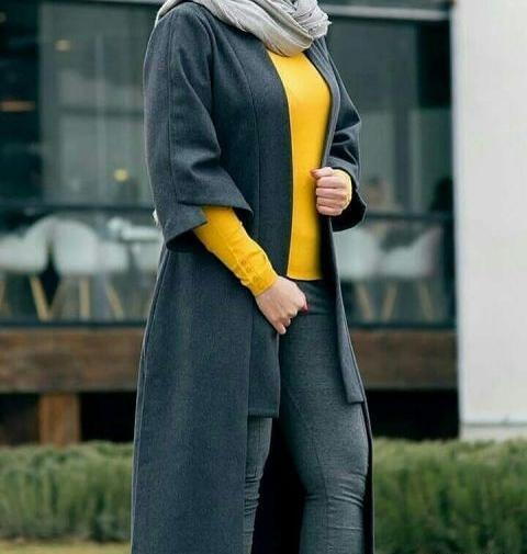عکس مانتو خاکستری بلند