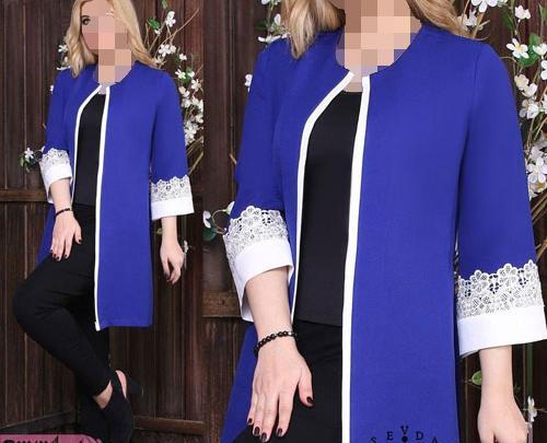 عکس مدل مانتو آبی کاربنی