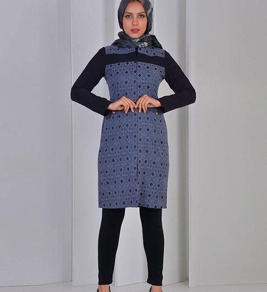 عکس مدل مانتو ژاکارد ترکیبی