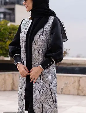 عکس مدل مانتو ژاکارد ترکیبی
