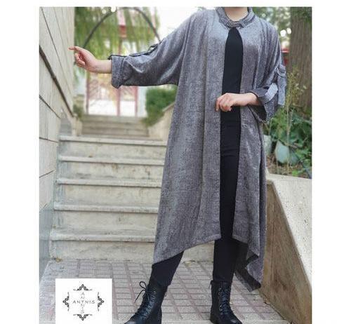 عکس مدل مانتو طوسی کوتاه