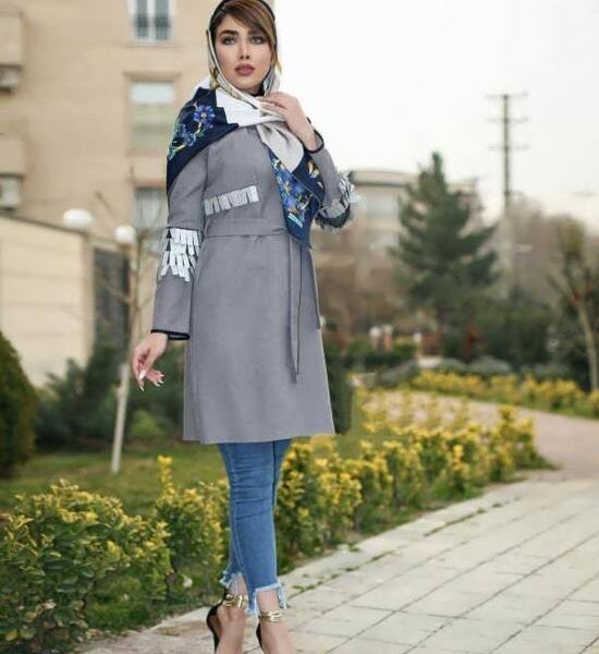عکس مدل مانتو طوسی کوتاه