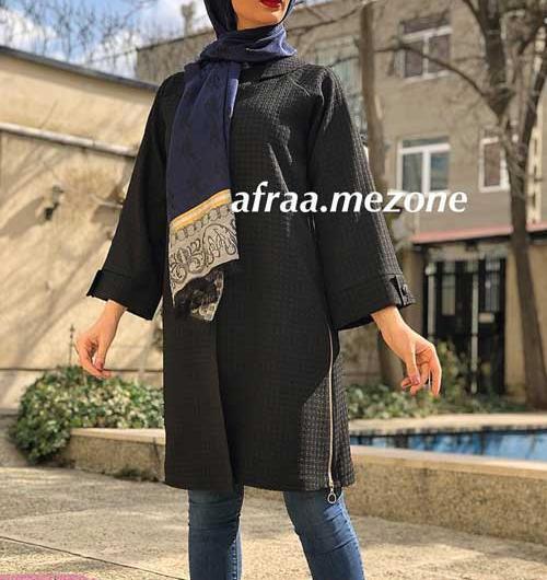 عکس مدل مانتو اسپرت چاکدار از بغل