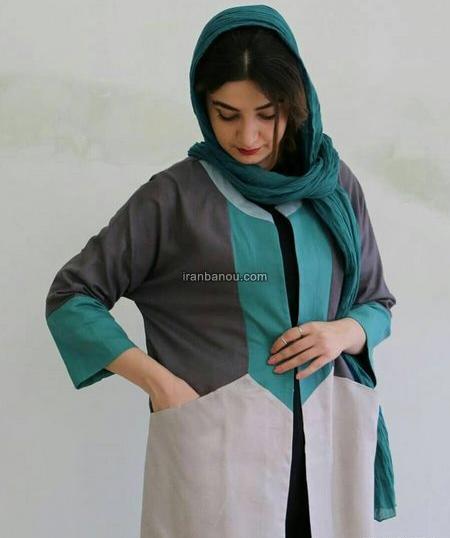 عکس مدل مانتو جدید دو رنگ