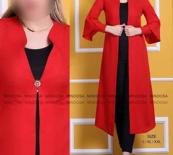 عکس مدل مانتو بلند قرمز