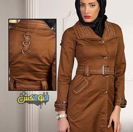 عکس مدل مانتو بلند قهوه ای