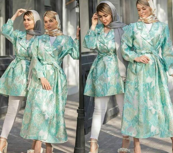 عکس مدل مانتو بلند کمربند دار