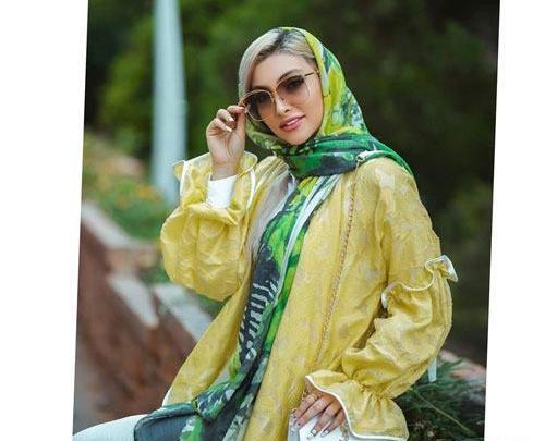 عکس مدل مانتو بلند لیمویی رنگ