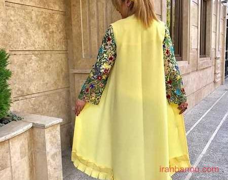 عکس مدل مانتو بلند لیمویی رنگ