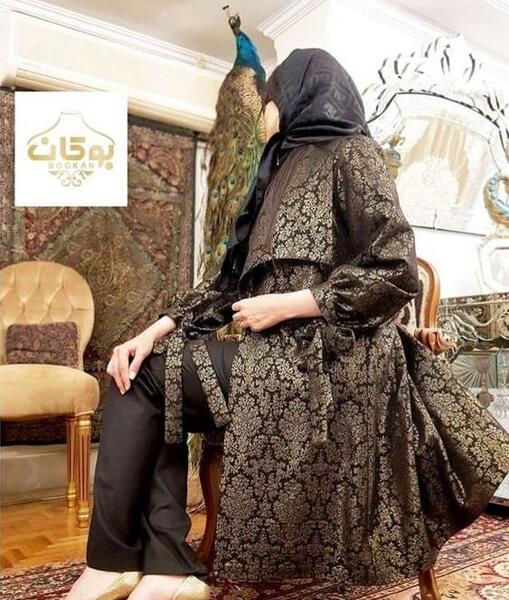 عکس مدل مانتو جلو باز بلند مجلسی