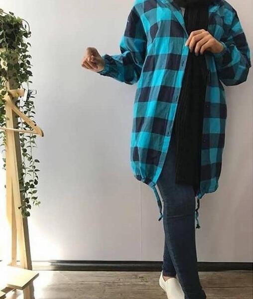 عکس مدل مانتو چهارخونه جلو باز