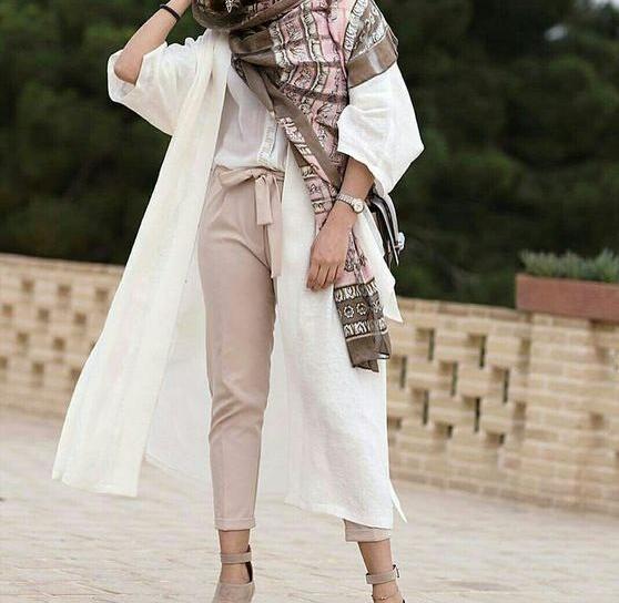 عکس مدل مانتو جلو باز سفید