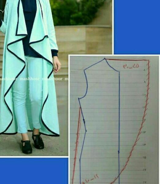 عکس مدل مانتو جلو باز همراه الگو