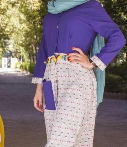 عکس مدل مانتو دخترانه دو رنگ
