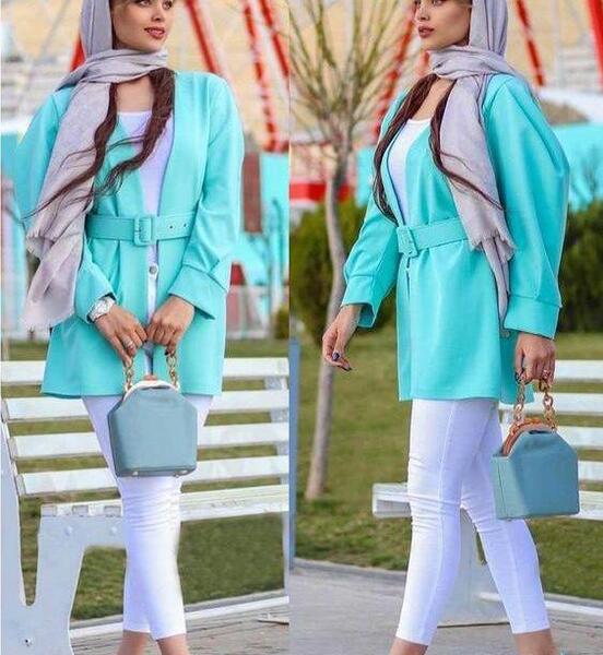 عکس مدل مانتو دخترانه فیروزه ای