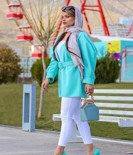 عکس مدل مانتو دخترانه فیروزه ای