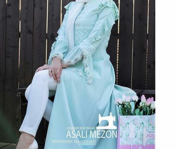 عکس مدل مانتو دخترانه فیروزه ای
