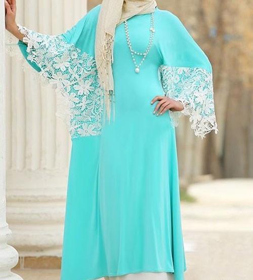 عکس مدل مانتو دخترانه فیروزه ای