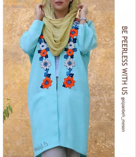 عکس مدل مانتو دخترانه فیروزه ای