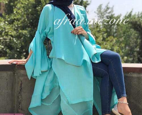 عکس مدل مانتو دخترانه فیروزه ای