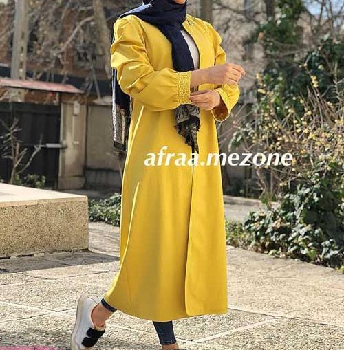 عکس مدل مانتو جدید بلند جلو باز ساده