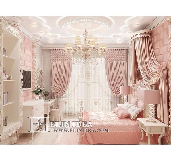 عکس ست اتاق خواب دخترانه سفید صورتی