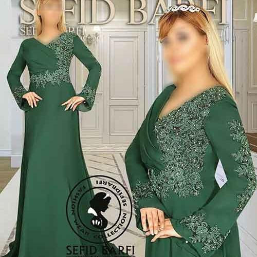 عکس لباس مجلسی ترکیب لمه و حریر