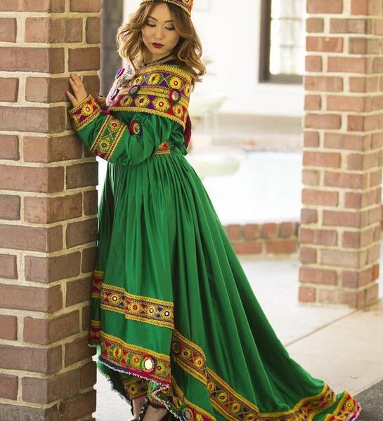 عکس لباس مجلسی افغانی دنباله دار