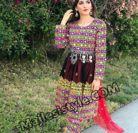 عکس لباس مجلسی کوتاه افغانی