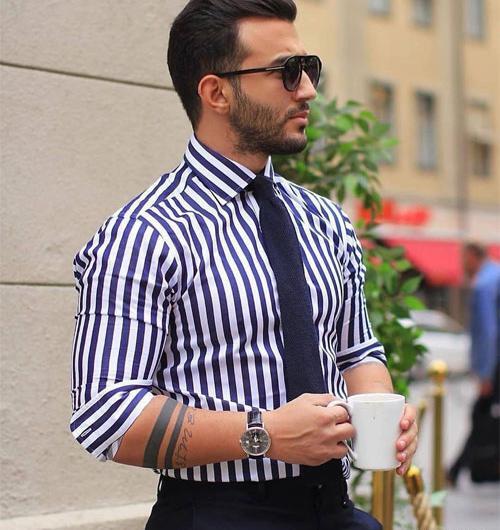 عکس پیراهن مردانه مجلسی راه راه