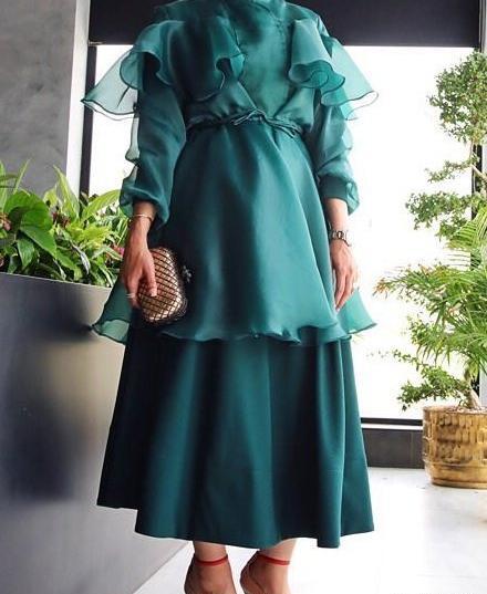 عکس لباس مجلسی زنانه رنگ کله غازی