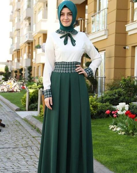 عکس لباس مجلسی بلند پوشیده ترکی